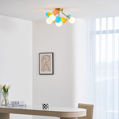 Flush-Mount Pastel Ceiling Light 10 in Diameter Metal & Acrylic for Kids Room Bedroom Office Home Nursery Small Space Overhead Lighting