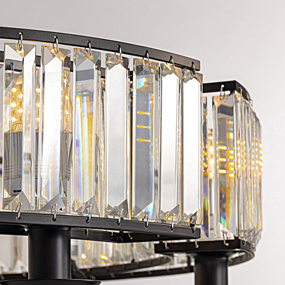 Round Overhead Fixture with Hanging Prisms for Dining Areas, Open-Concept Kitchens & Farmhouse Interiors | Adjustable Height, Wagon Wheel Fr