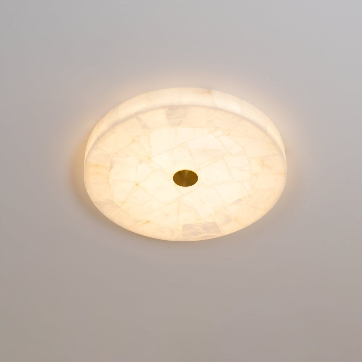 Ultra-Slim LED Flush Mount Light Fixture 2 in Profile Alabaster Dome Gold Accent Adjustable Color Temperature for Bedroom Living Room Entryw