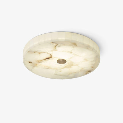 Ultra-Slim LED Flush Mount Light Fixture 2 in Profile Alabaster Dome Gold Accent Adjustable Color Temperature for Bedroom Living Room Entryw
