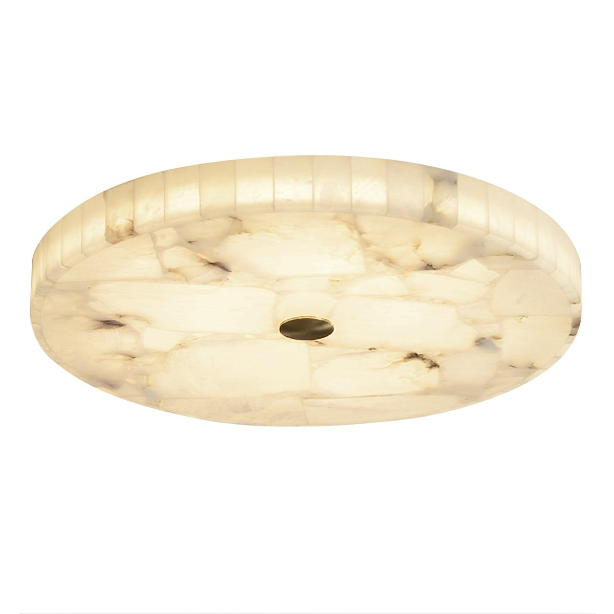 Flush Mount LED Light Fixture Round Alabaster 2 Inch Profile White Gold Adjustable Color Temperature for Bedroom Hallway Entry Modern Low Pr