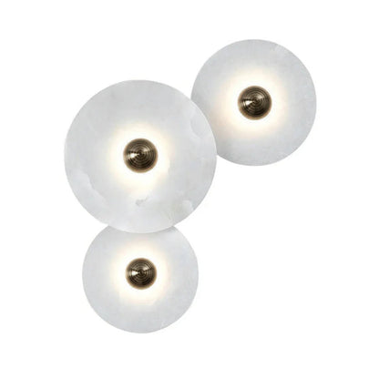 Layered Alabaster Sconce Flush Mount LED Fixture Bronze Multi-Disc Indoor Accent Light for Bedroom Hallway Living Room Modern Sculptural Cei