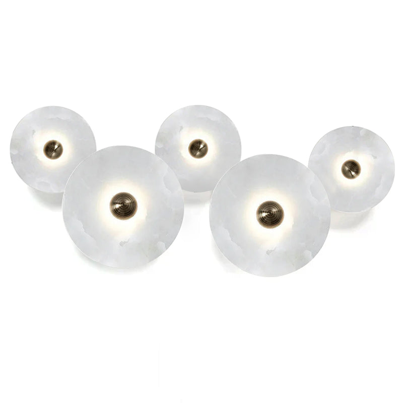 Layered Alabaster Sconce Flush Mount LED Fixture Bronze Multi-Disc Indoor Accent Light for Bedroom Hallway Living Room Modern Sculptural Cei