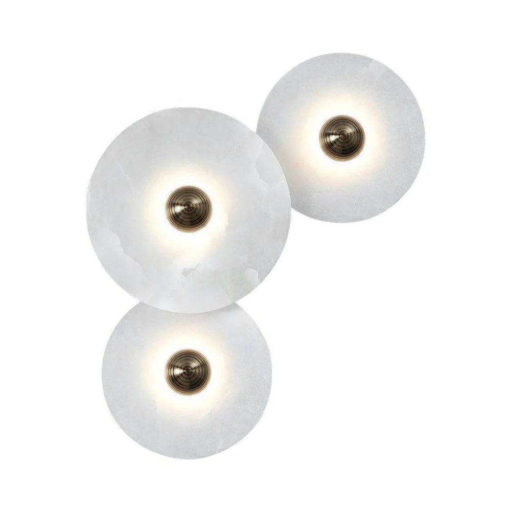 Layered Alabaster Sconce Flush Mount LED Fixture Bronze Multi-Disc Indoor Accent Light for Bedroom Hallway Living Room Modern Sculptural Cei
