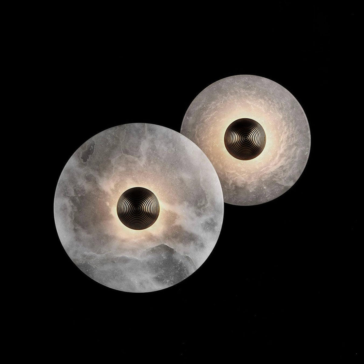Layered Alabaster Sconce Flush Mount LED Fixture Bronze Multi-Disc Indoor Accent Light for Bedroom Hallway Living Room Modern Sculptural Cei