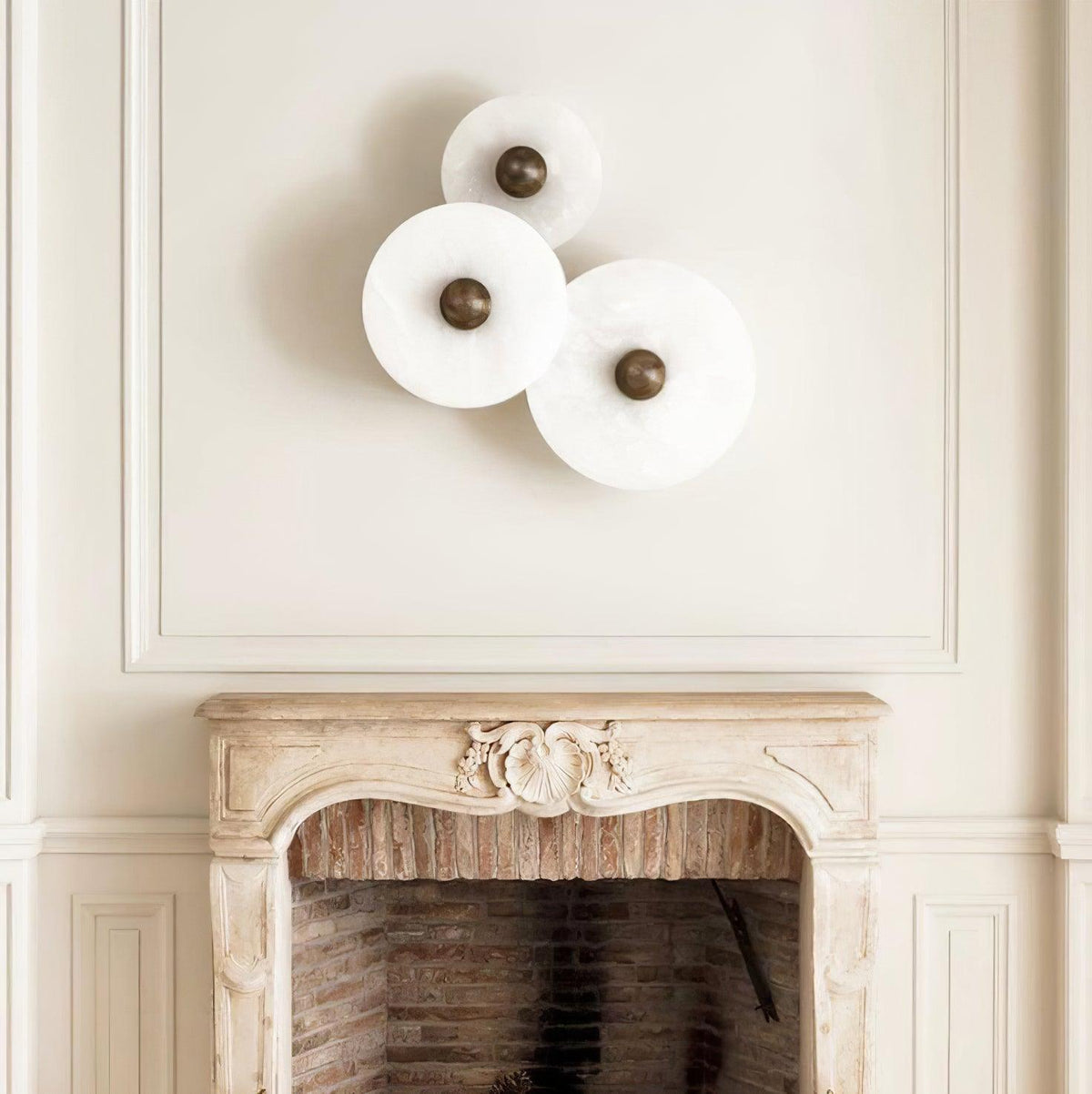 Layered Alabaster Sconce Flush Mount LED Fixture Bronze Multi-Disc Indoor Accent Light for Bedroom Hallway Living Room Modern Sculptural Cei