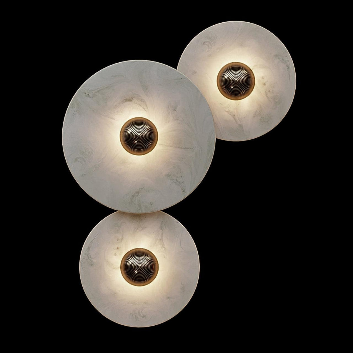 Round Stone Sconce with Built-In LED – Natural Veined Finish for Bedroom, Hallway & Living Room – 6 to 12 Inch Sizes – Minimalist Aluminum M
