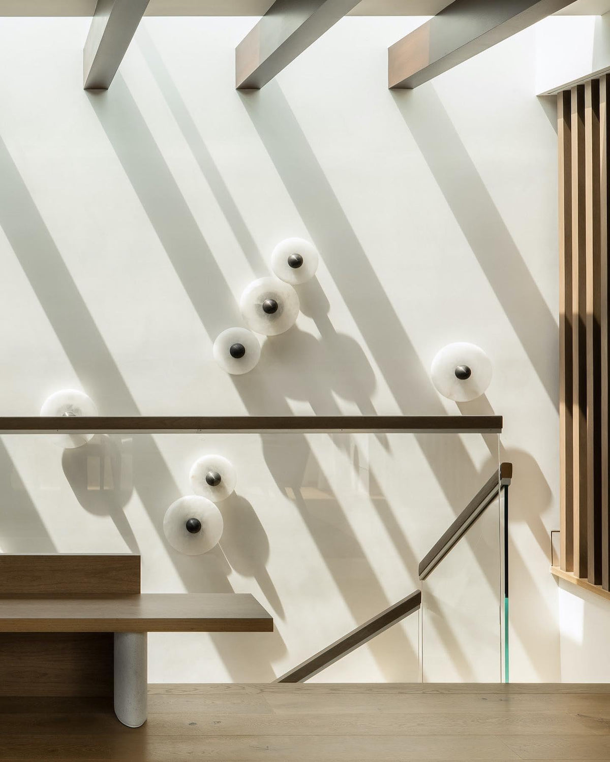 Layered Alabaster Sconce Flush Mount LED Fixture Bronze Multi-Disc Indoor Accent Light for Bedroom Hallway Living Room Modern Sculptural Cei
