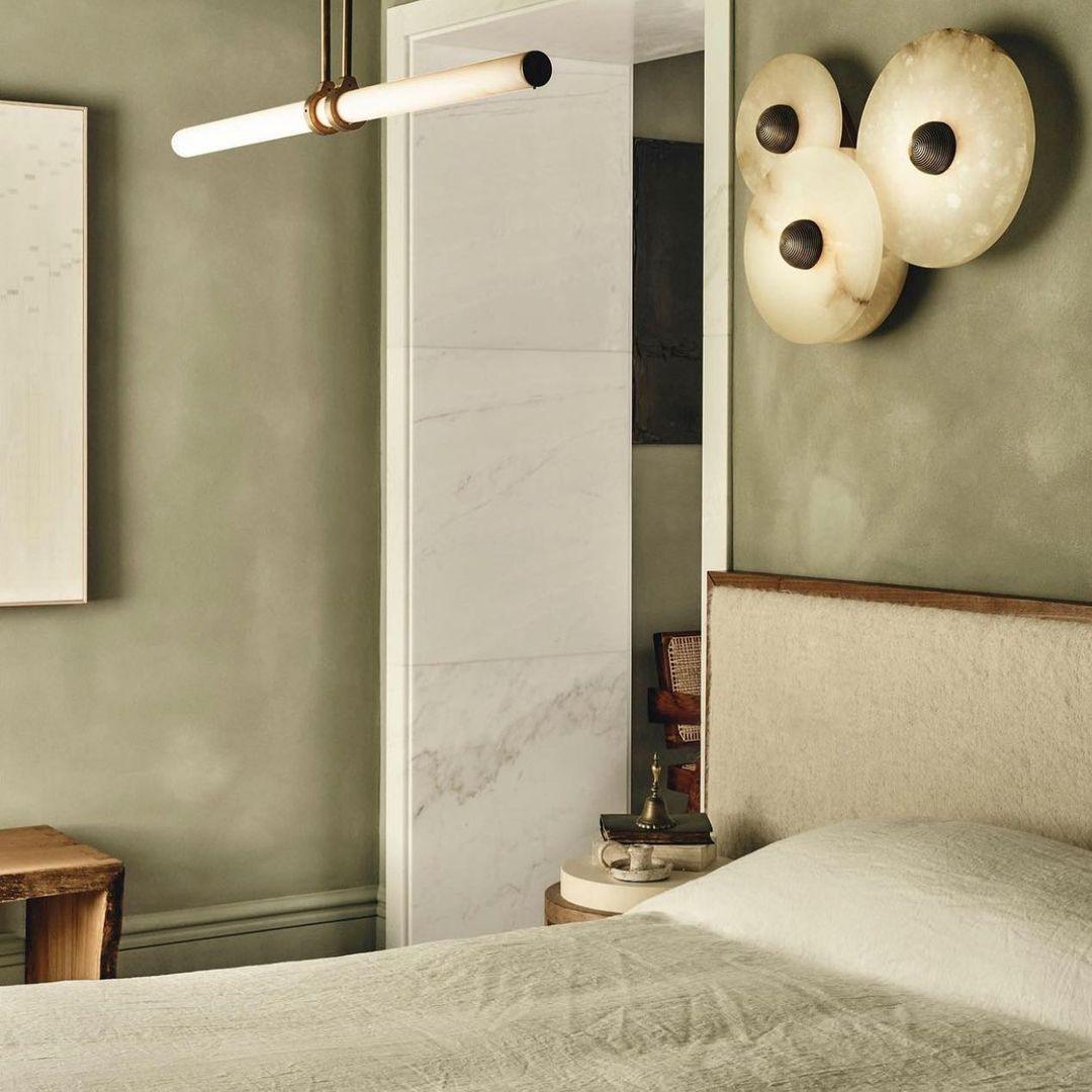 Layered Alabaster Sconce Flush Mount LED Fixture Bronze Multi-Disc Indoor Accent Light for Bedroom Hallway Living Room Modern Sculptural Cei