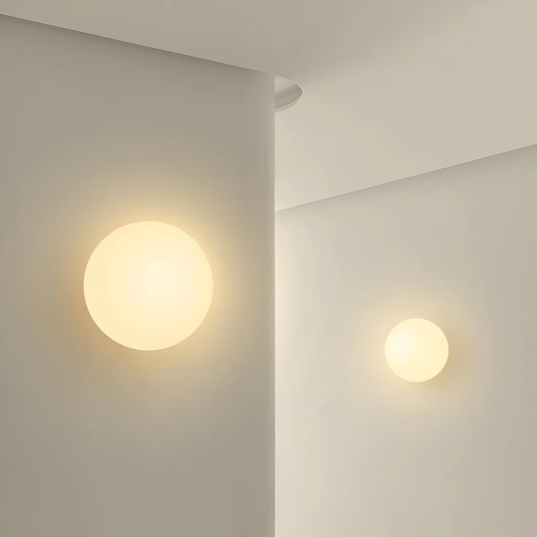 Round Glass Wall Lamp with Warm White LED Light – Stylish Home Lighting