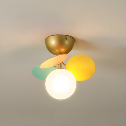 Flush-Mount Pastel Ceiling Light 10 in Diameter Metal & Acrylic for Kids Room Bedroom Office Home Nursery Small Space Overhead Lighting