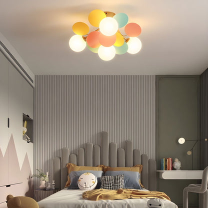 Flush-Mount Pastel Ceiling Light 10 in Diameter Metal & Acrylic for Kids Room Bedroom Office Home Nursery Small Space Overhead Lighting