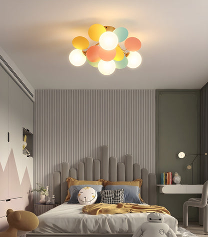 Flush-Mount Pastel Ceiling Light 10 in Diameter Metal & Acrylic for Kids Room Bedroom Office Home Nursery Small Space Overhead Lighting