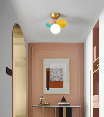 Flush-Mount Pastel Ceiling Light 10 in Diameter Metal & Acrylic for Kids Room Bedroom Office Home Nursery Small Space Overhead Lighting