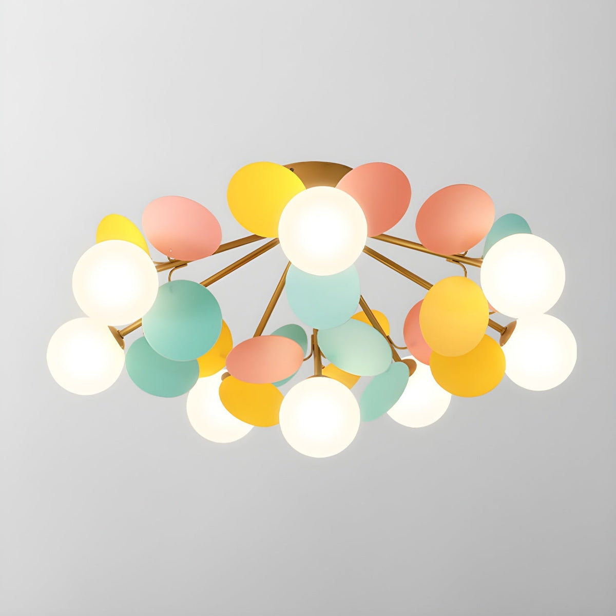 Flush-Mount Pastel Ceiling Light 10 in Diameter Metal & Acrylic for Kids Room Bedroom Office Home Nursery Small Space Overhead Lighting
