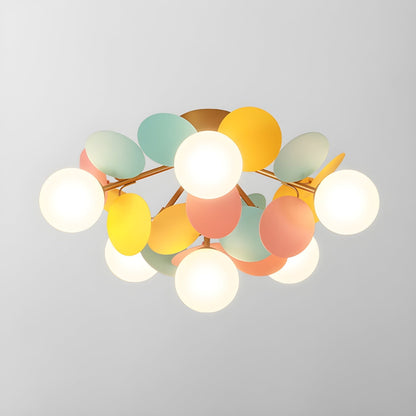 Flush-Mount Pastel Ceiling Light 10 in Diameter Metal & Acrylic for Kids Room Bedroom Office Home Nursery Small Space Overhead Lighting