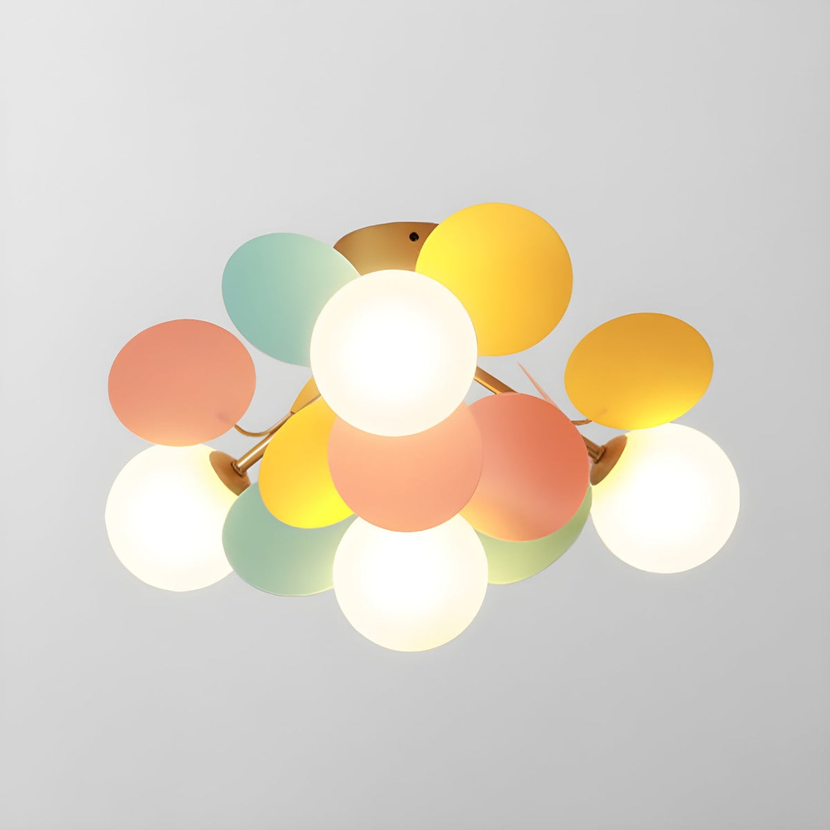 Flush-Mount Pastel Ceiling Light 10 in Diameter Metal & Acrylic for Kids Room Bedroom Office Home Nursery Small Space Overhead Lighting