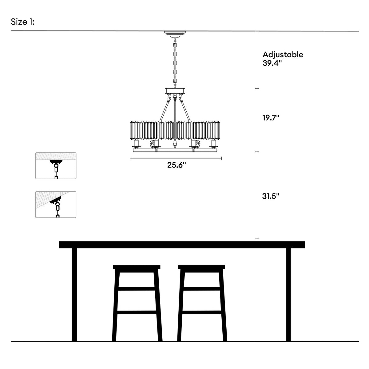 Round Overhead Fixture with Hanging Prisms for Dining Areas, Open-Concept Kitchens & Farmhouse Interiors | Adjustable Height, Wagon Wheel Fr