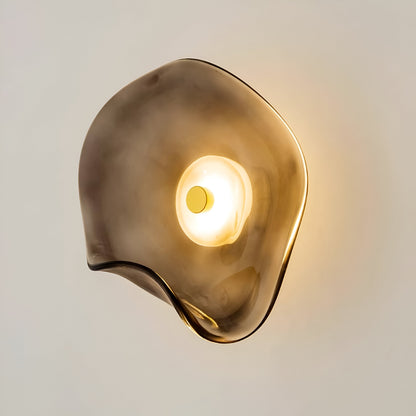 Curved Glass Wall Sconce with Warm White LED Up Down Light for Bedroom Living Room Hallway Modern Indoor Accent Lighting 10 Inch Tempered Gl