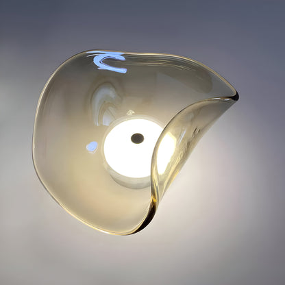 Curved Glass Wall Sconce with Warm White LED Up Down Light for Bedroom Living Room Hallway Modern Indoor Accent Lighting 10 Inch Tempered Gl