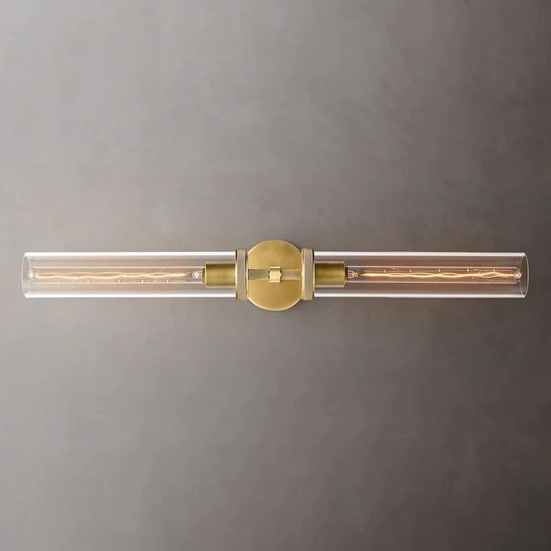 Industrial Linear Wall Light with Glass Hexagon Shade – Metal Hardwired Sconce for Hallway & Bedroom – Dimmable E26 Socket