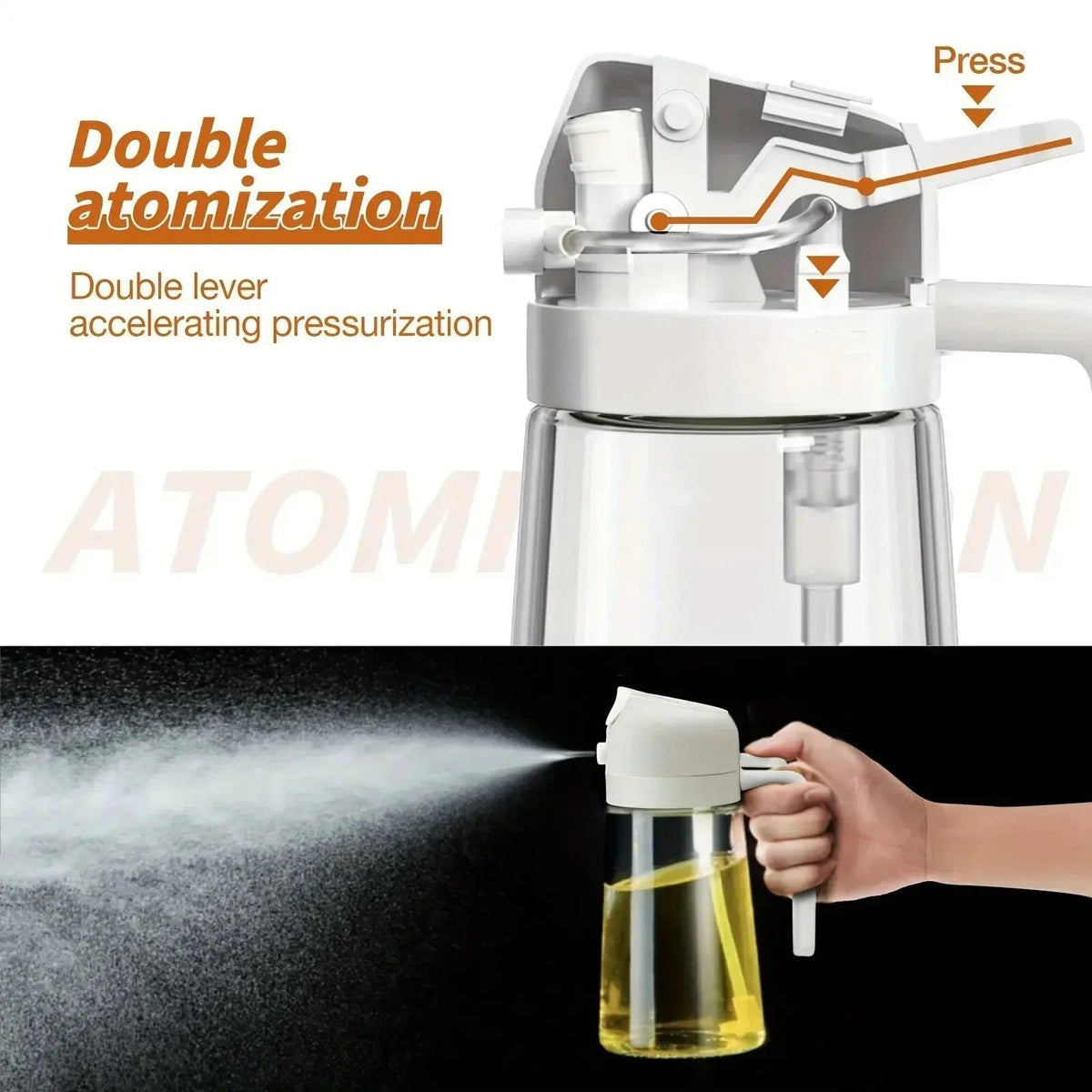 Glass Oil Mister Bottle 16.5 oz Dual Spray Pour Dispenser for Cooking Grilling Roasting Salads Air Fryer Home Kitchen