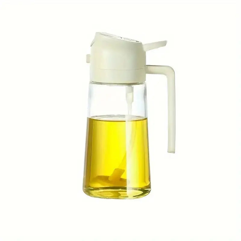Glass Oil Mister Bottle 16.5 oz Dual Spray Pour Dispenser for Cooking Grilling Roasting Salads Air Fryer Home Kitchen