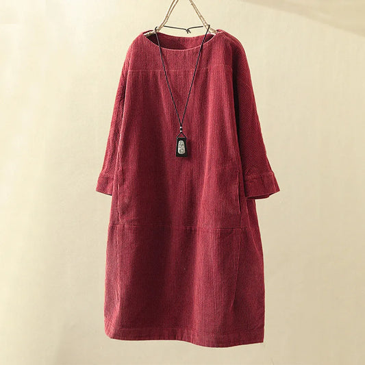 Women's A-Line Dress Above Knee Length Comfortable Polyester Blend O-Neck for Casual Wear Everyday Outings