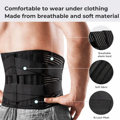 Lumbar Support Belt with 360-Degree Stabilization for Lower Back Pain Relief, Sciatica & Posture Correction | Adjustable Compression Brace w