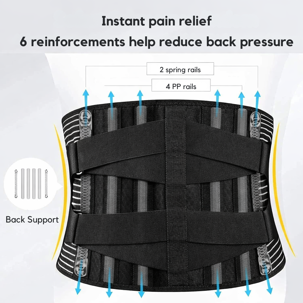 Lumbar Support Belt with 360-Degree Stabilization for Lower Back Pain Relief, Sciatica & Posture Correction | Adjustable Compression Brace w