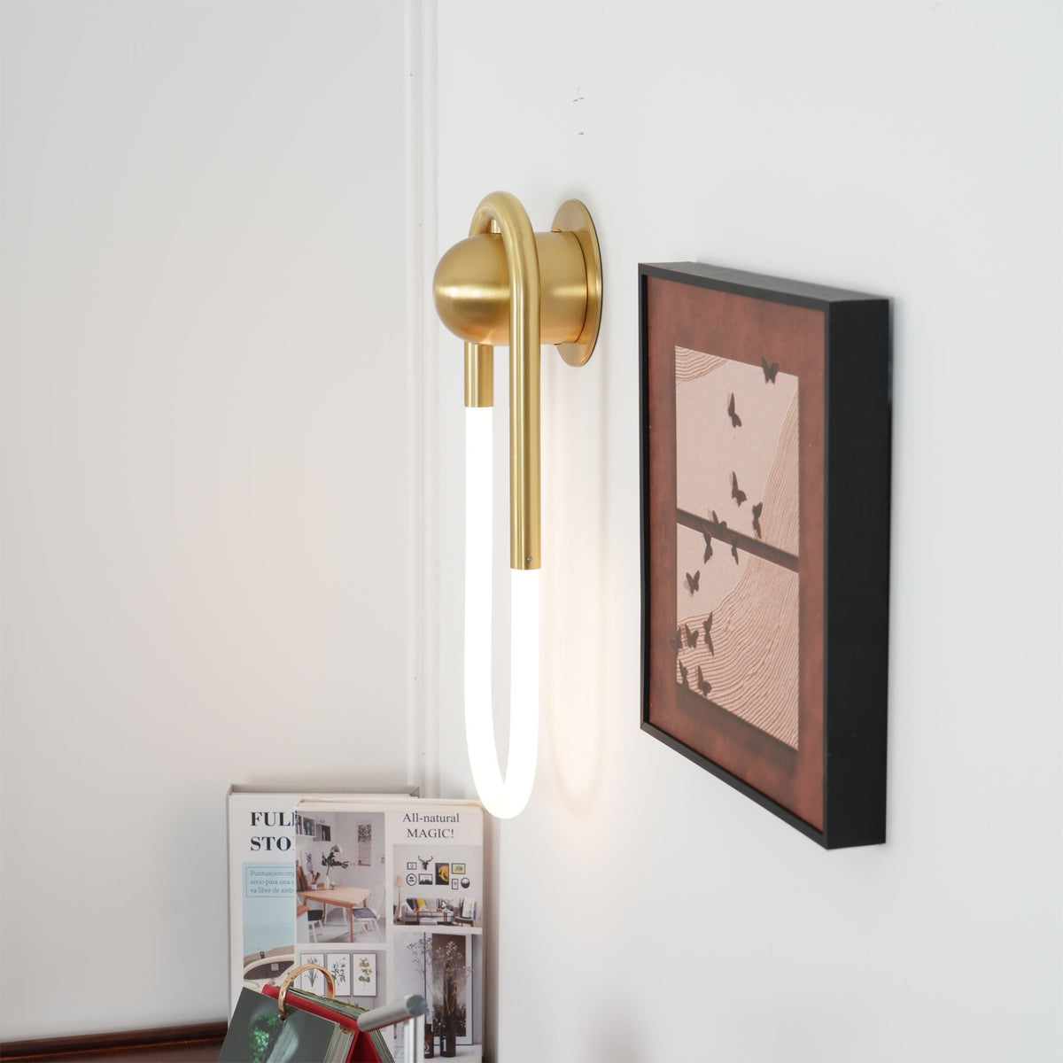 Sculptural Loop Sconce 9W Integrated LED Brass or Black Finish Dimmable Hardwired Fixture for Bedroom Hallway Living Room Contemporary Minim