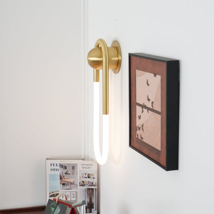 Sculptural Loop Sconce 9W Integrated LED Brass or Black Finish Dimmable Hardwired Fixture for Bedroom Hallway Living Room Contemporary Minim