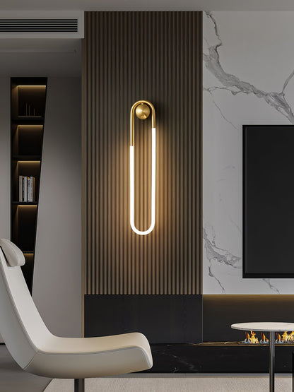 Sculptural Loop Sconce 9W Integrated LED Brass or Black Finish Dimmable Hardwired Fixture for Bedroom Hallway Living Room Contemporary Minim