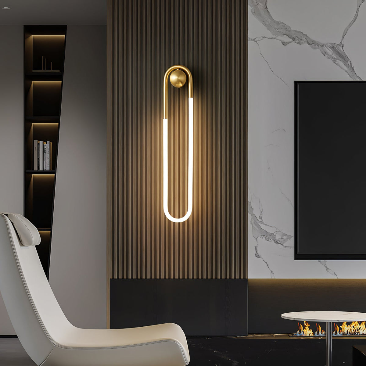 Sculptural Loop Sconce 9W Integrated LED Brass or Black Finish Dimmable Hardwired Fixture for Bedroom Hallway Living Room Contemporary Minim