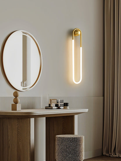 Sculptural Loop Sconce 9W Integrated LED Brass or Black Finish Dimmable Hardwired Fixture for Bedroom Hallway Living Room Contemporary Minim