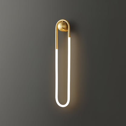 Sculptural Loop Sconce 9W Integrated LED Brass or Black Finish Dimmable Hardwired Fixture for Bedroom Hallway Living Room Contemporary Minim