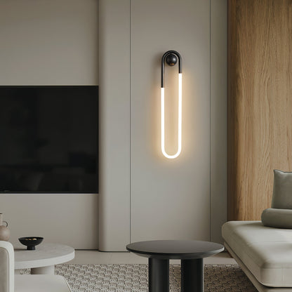 Sculptural Loop Sconce 9W Integrated LED Brass or Black Finish Dimmable Hardwired Fixture for Bedroom Hallway Living Room Contemporary Minim
