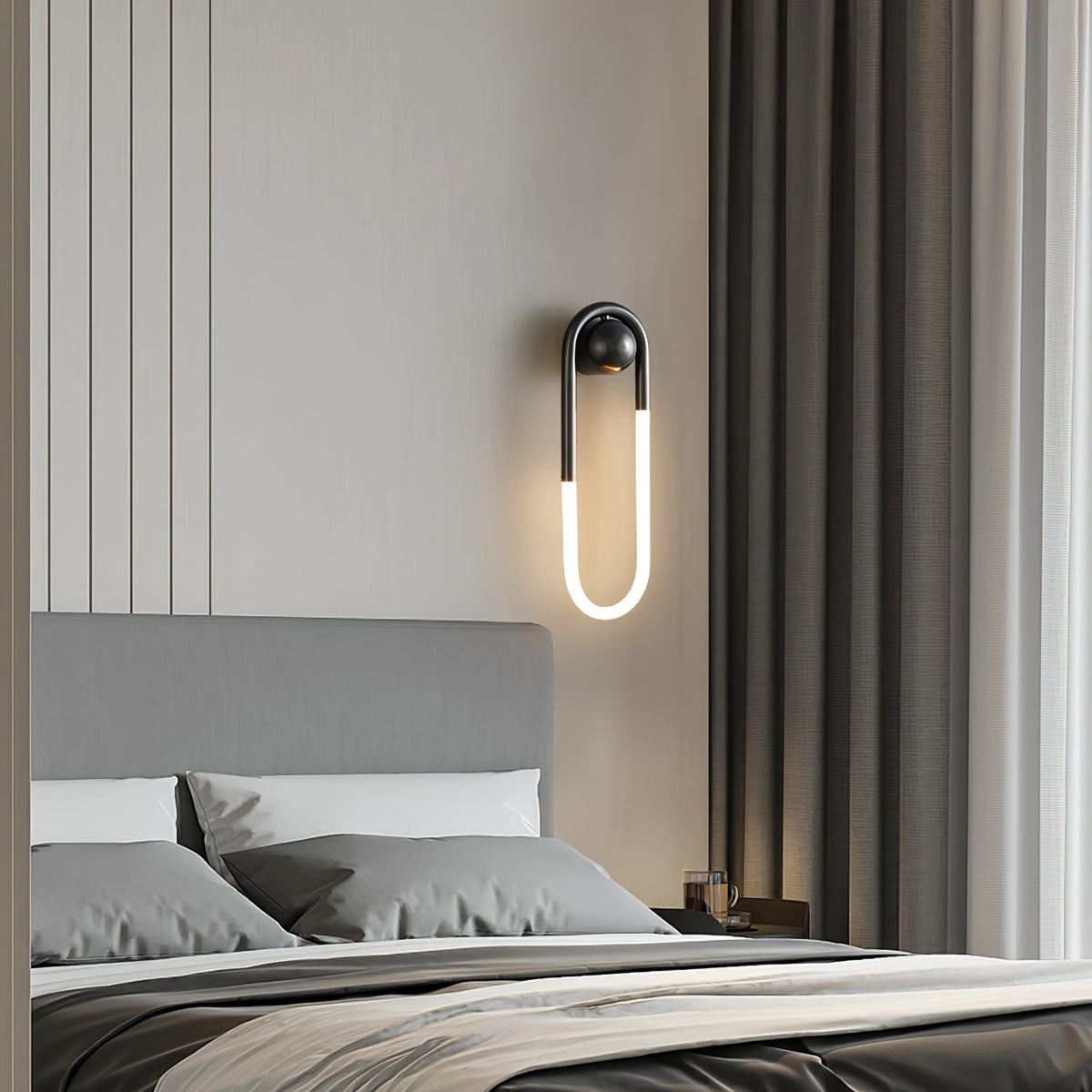 Sculptural Loop Sconce 9W Integrated LED Brass or Black Finish Dimmable Hardwired Fixture for Bedroom Hallway Living Room Contemporary Minim