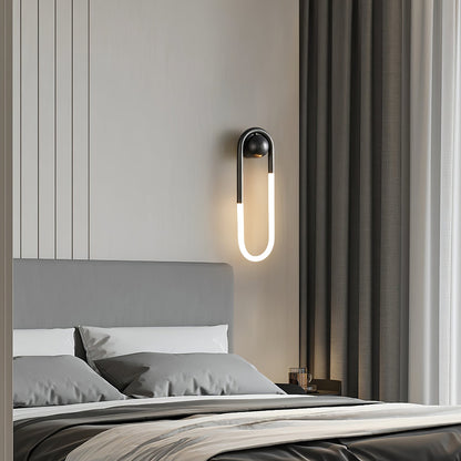 Sculptural Loop Sconce 9W Integrated LED Brass or Black Finish Dimmable Hardwired Fixture for Bedroom Hallway Living Room Contemporary Minim