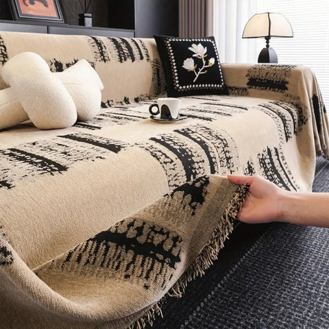 Rustik Sofa Cover - Brushstroke Throw, Non-Slip Minimalist Design