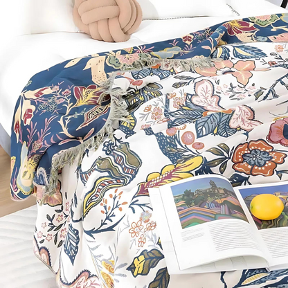 Nature's Embrace – Dual-Sided Cotton Floral Throw Blanket
