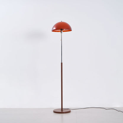 Standing Lamp with Dome Shade 60 in Tall Weighted Wooden Base Pull Switch Walnut Finish Bedroom Living Room Corner Lighting Retro Style