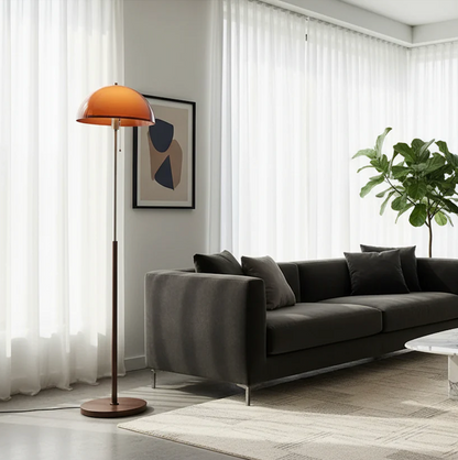Rustina | Modern Floor Lamp with Retro Amber Dome | Elegant Lighting for Cozy Spaces