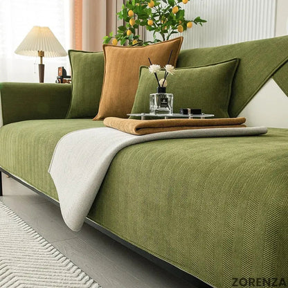 Non-Slip Sofa Cover Protector Soft Chenille Couch Slipcover Machine Washable for Living Room Furniture Protection Easy Install 1-3 Seater