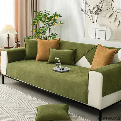 Non-Slip Sofa Cover Protector Soft Chenille Couch Slipcover Machine Washable for Living Room Furniture Protection Easy Install 1-3 Seater