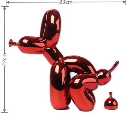 Metallic Resin Balloon Dog Sculpture for Shelf, Mantel & Tabletop Display in Modern Contemporary Living Rooms