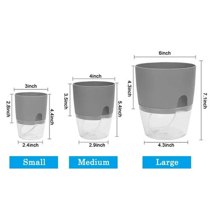 Indoor Plant Pot with Built-In Water Reservoir 9.3 Inch Tall for Succulents Herbs Houseplants Home Office Desktop Automatic Moisture Control