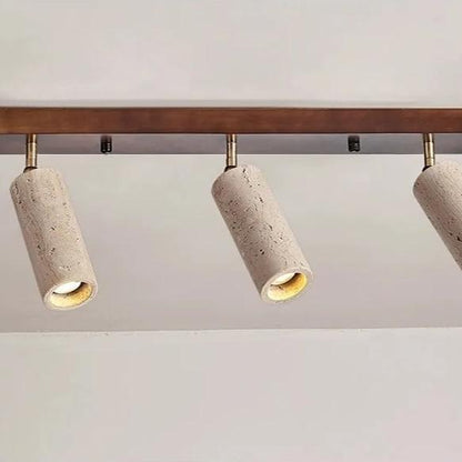 Triple-Head Adjustable Spotlight Bar Stone-Effect Wood Finish 24 Inches for Living Room Bedroom Track Accent Lighting Modern Low-Profile Fix