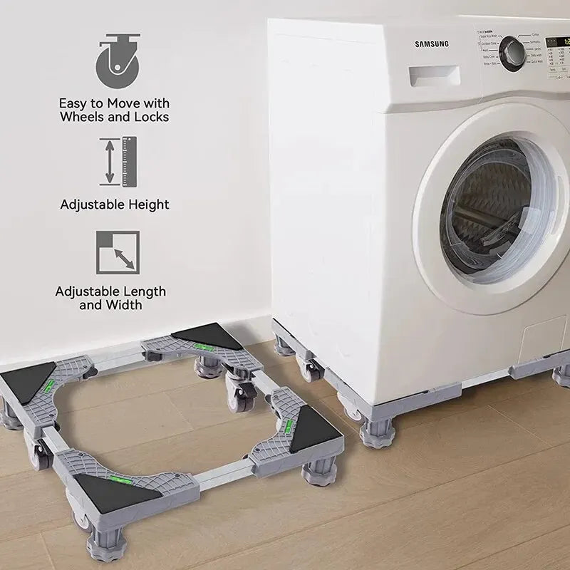 Stabilova | Adjustable Roll Base for Appliances with Shock Absorption | Height Adjustable & Lockable Wheels for Easy Mobility