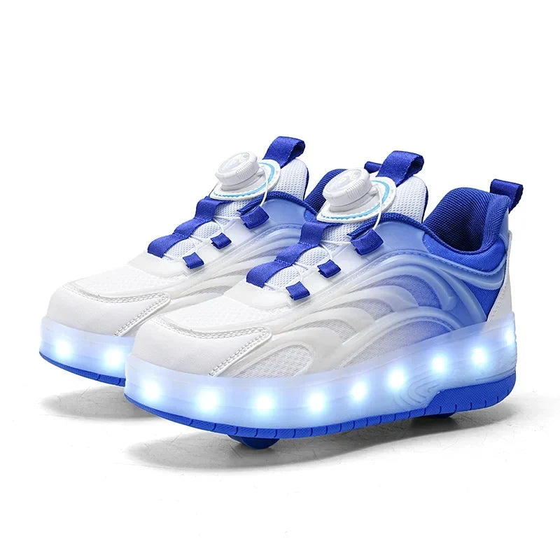 Kids Light-Up Roller Skate Shoes with USB Rechargeable LED Wheels | Rolling Sneakers for Boys & Girls | Outdoor Recreation & Active Play